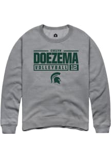 Evelyn Doezema Rally Mens Graphite Michigan State Spartans NIL Stacked Box Crew Sweatshirt