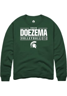 Evelyn Doezema Rally Mens Green Michigan State Spartans NIL Stacked Box Crew Sweatshirt