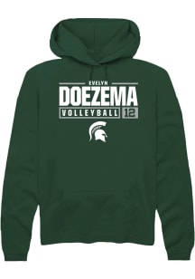 Evelyn Doezema Rally Mens Green Michigan State Spartans NIL Stacked Box Hooded Sweatshirt