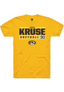 Jayci Kruse  Missouri Tigers Gold Rally NIL Stacked Box Short Sleeve T Shirt
