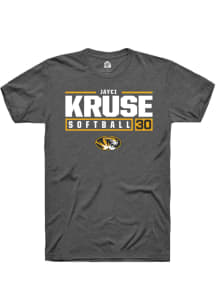 Jayci Kruse  Missouri Tigers Grey Rally NIL Stacked Box Short Sleeve T Shirt