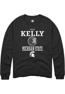 Grace Kelly Rally Mens Black Michigan State Spartans NIL Sport Icon Crew Sweatshirt