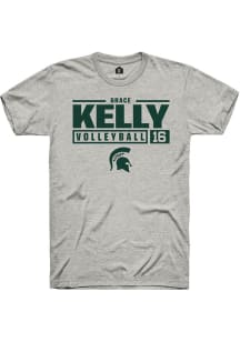 Grace Kelly Ash Michigan State Spartans NIL Stacked Box Short Sleeve T Shirt