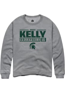 Grace Kelly Rally Mens Graphite Michigan State Spartans NIL Stacked Box Crew Sweatshirt