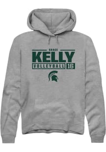 Grace Kelly Rally Mens Graphite Michigan State Spartans NIL Stacked Box Hooded Sweatshirt