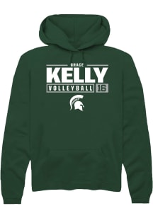 Grace Kelly Rally Mens Green Michigan State Spartans NIL Stacked Box Hooded Sweatshirt