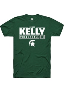 Grace Kelly Green Michigan State Spartans NIL Stacked Box Short Sleeve T Shirt