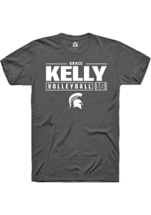 Grace Kelly Dark Grey Michigan State Spartans NIL Stacked Box Short Sleeve T Shirt