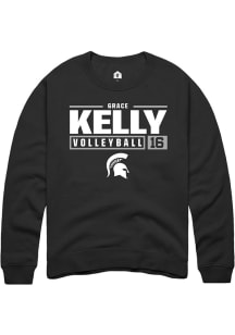 Grace Kelly Rally Mens Black Michigan State Spartans NIL Stacked Box Crew Sweatshirt