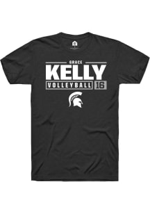 Grace Kelly Black Michigan State Spartans NIL Stacked Box Short Sleeve T Shirt