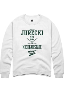 Griffin Jurecki Rally Mens White Michigan State Spartans NIL Sport Icon Crew Sweatshirt