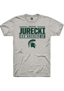 Griffin Jurecki Ash Michigan State Spartans NIL Stacked Box Short Sleeve T Shirt