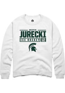 Griffin Jurecki Rally Mens White Michigan State Spartans NIL Stacked Box Crew Sweatshirt