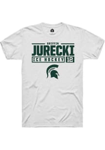 Griffin Jurecki White Michigan State Spartans NIL Stacked Box Short Sleeve T Shirt