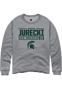 Griffin Jurecki Rally Mens Graphite Michigan State Spartans NIL Stacked Box Crew Sweatshirt