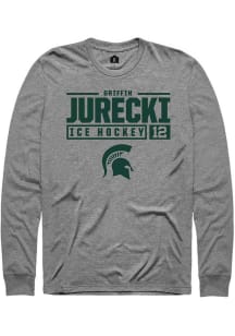 Griffin Jurecki Rally Mens Graphite Michigan State Spartans NIL Stacked Box Tee