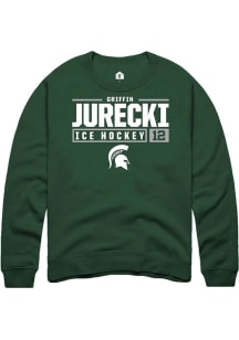 Griffin Jurecki Rally Mens Green Michigan State Spartans NIL Stacked Box Crew Sweatshirt