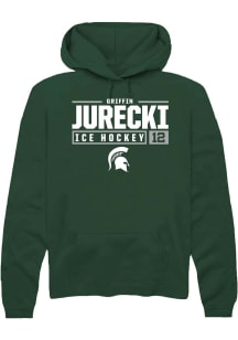 Griffin Jurecki Rally Mens Green Michigan State Spartans NIL Stacked Box Hooded Sweatshirt