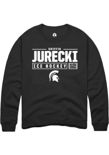 Griffin Jurecki Rally Mens Black Michigan State Spartans NIL Stacked Box Crew Sweatshirt