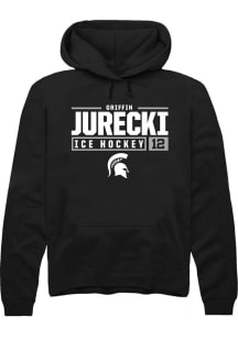 Griffin Jurecki Rally Mens Black Michigan State Spartans NIL Stacked Box Hooded Sweatshirt