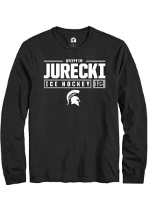 Griffin Jurecki Rally Mens Black Michigan State Spartans NIL Stacked Box Tee