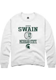 Jayhlin Swain Rally Mens White Michigan State Spartans NIL Sport Icon Crew Sweatshirt