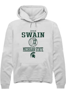 Jayhlin Swain Rally Mens White Michigan State Spartans NIL Sport Icon Hooded Sweatshirt