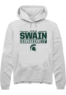 Jayhlin Swain Rally Mens White Michigan State Spartans NIL Stacked Box Hooded Sweatshirt