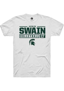 Jayhlin Swain White Michigan State Spartans NIL Stacked Box Short Sleeve T Shirt