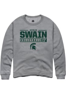 Jayhlin Swain Rally Mens Graphite Michigan State Spartans NIL Stacked Box Crew Sweatshirt