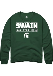 Jayhlin Swain Rally Mens Green Michigan State Spartans NIL Stacked Box Crew Sweatshirt