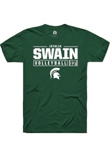 Jayhlin Swain Green Michigan State Spartans NIL Stacked Box Short Sleeve T Shirt