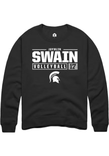 Jayhlin Swain Rally Mens Black Michigan State Spartans NIL Stacked Box Crew Sweatshirt