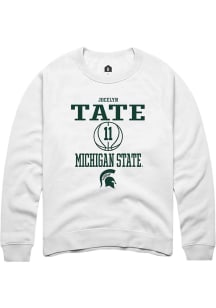 Jocelyn Tate Rally Mens White Michigan State Spartans NIL Sport Icon Crew Sweatshirt