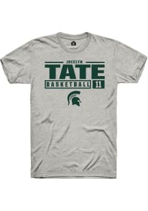 Jocelyn Tate Ash Michigan State Spartans NIL Stacked Box Short Sleeve T Shirt