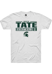 Jocelyn Tate White Michigan State Spartans NIL Stacked Box Short Sleeve T Shirt