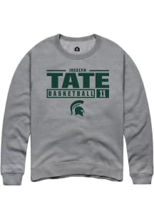 Jocelyn Tate Rally Mens Graphite Michigan State Spartans NIL Stacked Box Crew Sweatshirt