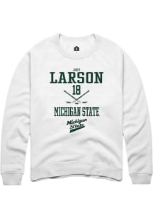 Joey Larson Rally Mens White Michigan State Spartans NIL Sport Icon Crew Sweatshirt