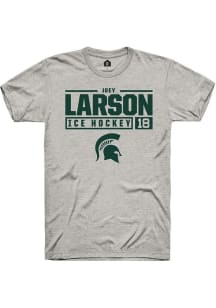 Joey Larson Ash Michigan State Spartans NIL Stacked Box Short Sleeve T Shirt