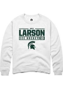 Joey Larson Rally Mens White Michigan State Spartans NIL Stacked Box Crew Sweatshirt