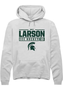 Joey Larson Rally Mens White Michigan State Spartans NIL Stacked Box Hooded Sweatshirt