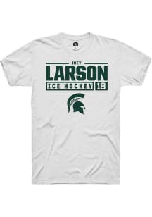 Joey Larson White Michigan State Spartans NIL Stacked Box Short Sleeve T Shirt