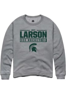 Joey Larson Rally Mens Graphite Michigan State Spartans NIL Stacked Box Crew Sweatshirt