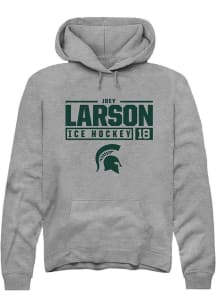 Joey Larson Rally Mens Graphite Michigan State Spartans NIL Stacked Box Hooded Sweatshirt