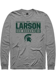 Joey Larson Rally Mens Graphite Michigan State Spartans NIL Stacked Box Tee