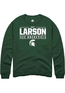 Joey Larson Rally Mens Green Michigan State Spartans NIL Stacked Box Crew Sweatshirt