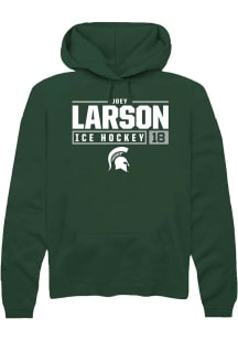 Joey Larson Rally Mens Green Michigan State Spartans NIL Stacked Box Hooded Sweatshirt