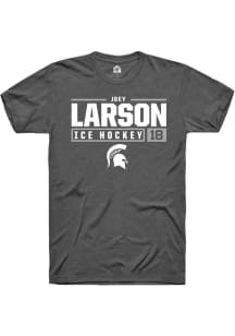 Joey Larson Dark Grey Michigan State Spartans NIL Stacked Box Short Sleeve T Shirt