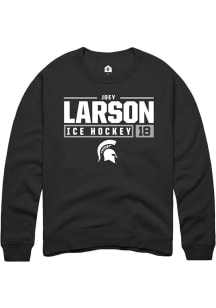 Joey Larson Rally Mens Black Michigan State Spartans NIL Stacked Box Crew Sweatshirt