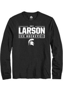 Joey Larson Rally Mens Black Michigan State Spartans NIL Stacked Box Tee